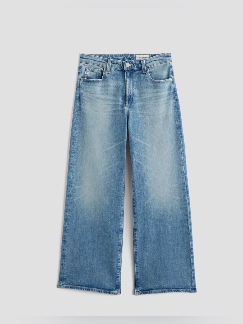 Ag Adriano Goldschmied Saige Wide Leg Crop Jeans In Light Blue Denim Wash.